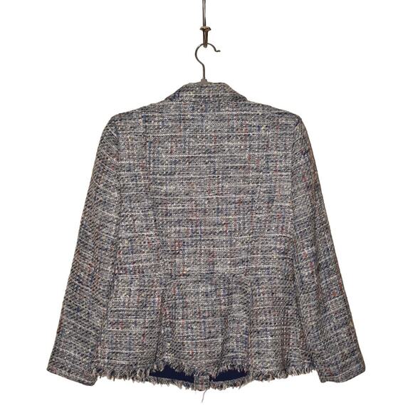 CHICO'S $148 Button-Up Tweed Peplum Jacket Navy Multi Chico's 0 / US Small - Picture 2 of 4